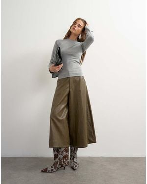 TOPSHOP Culottebroek Met Leerlook - Naturel