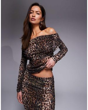 South Beach Mesh Bardot Beach Top - Brown