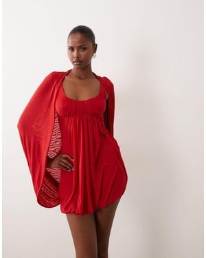 ASOS Mesh Bubble Cape Detail Mini Dress - Red