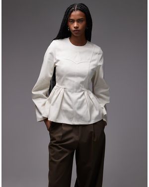 & Other Stories Long Sleeve Peplum Top - Grey