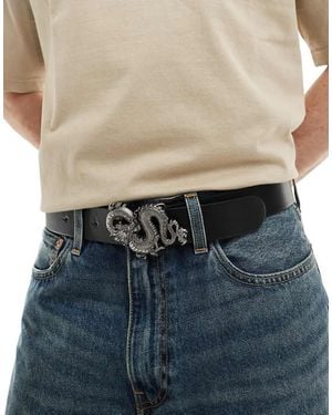 ASOS Dragon Faux Leather Belt - Blue