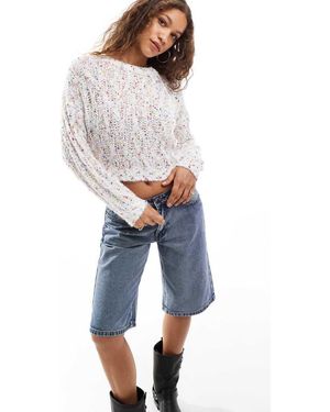 Daisy Street Maglione Taglio Corto Effetto Smagliato Color Crema Multicolore Mélange - Blu
