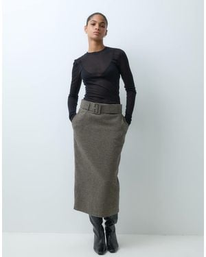 ASOS Gonna Midi A Matita Sartoriale Con Cintura - Blu