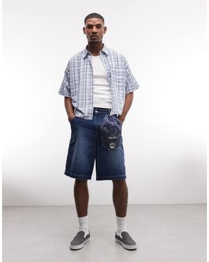 Reclaimed Vintage Short Sleeve Boxy Shirt - Blue