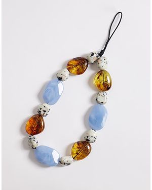 ASOS Charm Para Móvil De Cuentas Con Piedras Semipreciosas De Imitación De - Azul