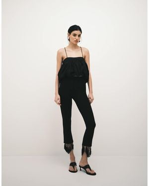 ASOS Ponte Capri Pant With Tassel Hem - White