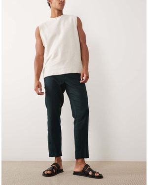 Mango Linen Mix Straight Leg Trouser With Adjustable Waist - Natural