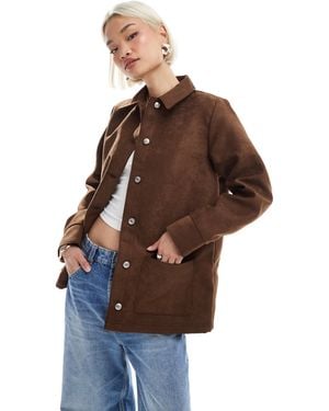 ASOS Faux Suede Boxy Jacket - Brown