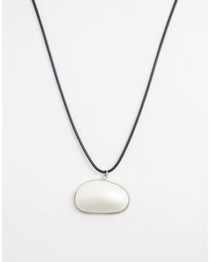 ASOS Necklace With Ribbon And Bead Detail - Metallic