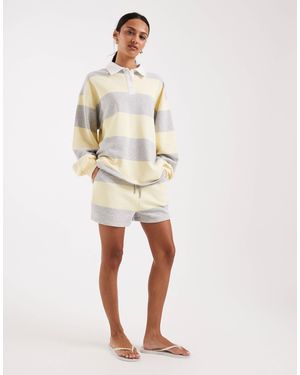 4th & Reckless Cotton Blend Drawstring Waist Sweat Shorts Co-ord - Natural