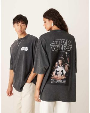 ASOS Unisex Oversized T-shirt With Star Wars Episode Iii Prints - Black