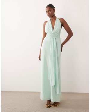 TFNC London Mesh Cami Halter Backless Maxi Dress - Green