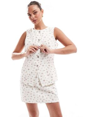 Threadbare Chaleco Vaquero Con Estampado De Florecitas Rosas De (Parte De Un Conjunto) - Blanco