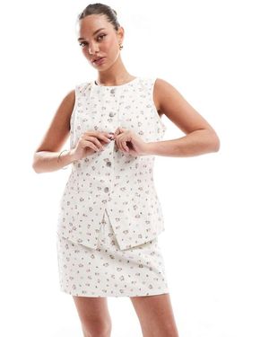 Threadbare Denim Vest - White
