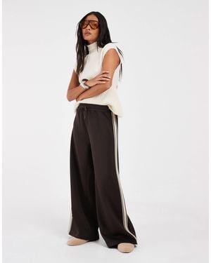 Only Petite Side Stripe Wide Leg Trouser - White