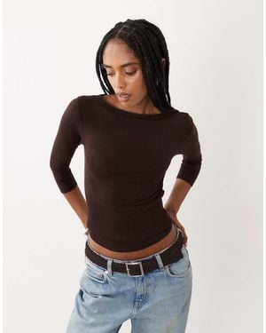 Cotton On Close Knit Boat Neck - Brown
