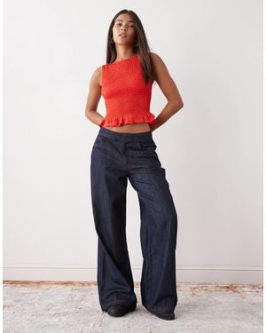 Collusion Wide Leg Chambray Denim Jean - Blue