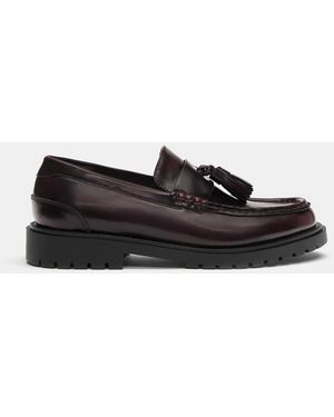 Pull&Bear Mocassini Color Bordeaux Con Suola Spessa E Nappe - Nero