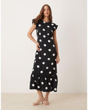 Nobody's Child Clara Frill Sleeve Midi Dress - Black