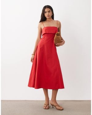 Mango – maxi-riemchenkleid aus 100% baumwolle - Rot