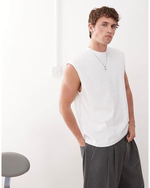 Weekday Oversized Sleeveless T-Shirt - White