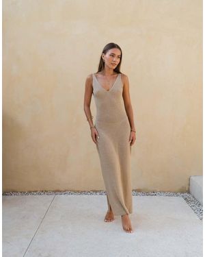 Honest The Label Buana Knitted Maxi Dress - Natural