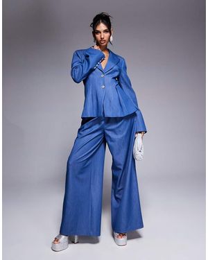 ASOS Pantalones De Sastre Azules De Pernera Ancha De Chambray De (Parte De Un Conjunto)
