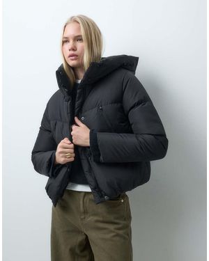 Threadbare Korte Pufferjack Met Capuchon - Grijs