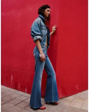 Bershka Embroidered Low-rise Flared Jeans