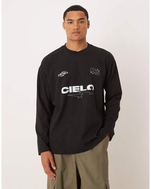 ASOS Oversized Long Sleeved T-shirt With Print Detail - Black