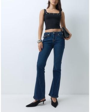 TRUE RELIGION Mid Rise Joey Flap Flare Jeans - Blue