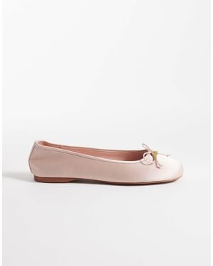 Mango Satin Ballet Flats With Key Charm Detail - Pink