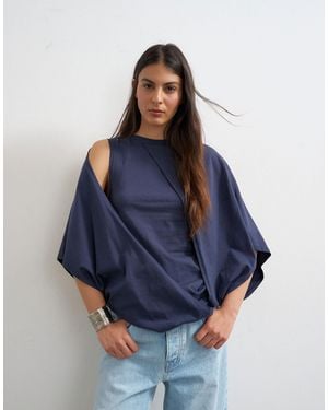 TOPSHOP Cape Draped Tee - Blue