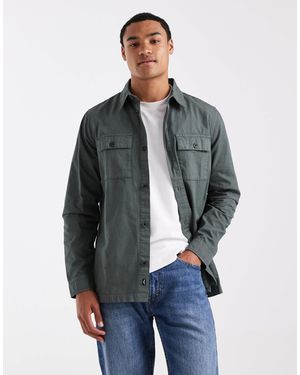 Threadbare Cotton Poplin Button Down Shacket - Gray