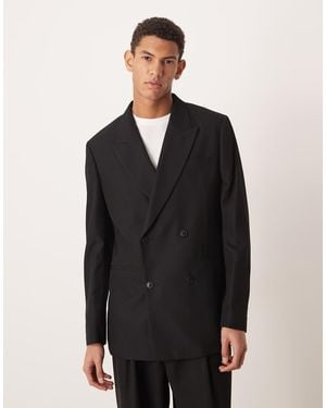 Mango Oversized Doubled Breasted Jacket - Black