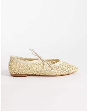 Glamorous Woven Ballet Flats - Natural
