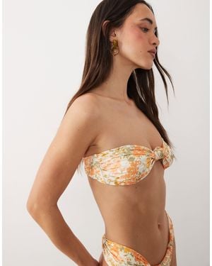 Miss Selfridge Twist Detail Bandeau Bikini Top - Natural