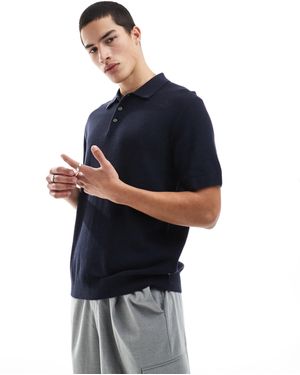 Jack & Jones Premium Texture Button Polo Shirt - Blue