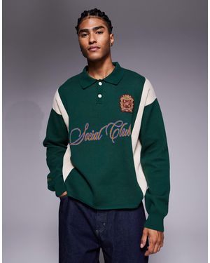 Prohibited Polo en maille à manches longues avec logo - Vert