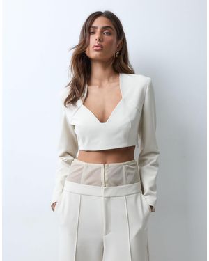 ASOS Asos X The Sourced Collection Tailored Top With Sweetheart Neckline - Gray