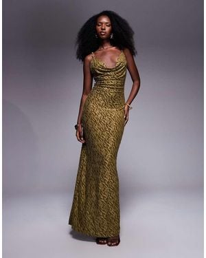 South Beach Cowl Neck Maxi Beach Dress - Brown