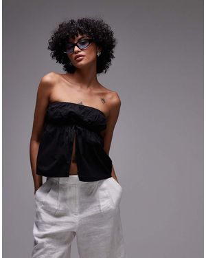 Rhythm Posie Gathered Strapless Top - Black