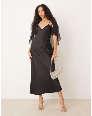 ASOS Satin Cape Maxi Dress - Black