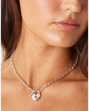 ASOS Short Necklace With Heart T-Bar Detail - Brown