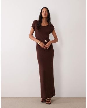4th & Reckless Strick-maxikleid mit metall-details und gerafftem taillen-detail - Braun