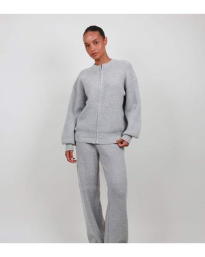 SIMMI Petite Ribbed Knitted Trousers - Grey