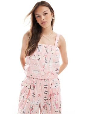 Object Vintage Wash Cotton Cropped Top Co-ord - Purple