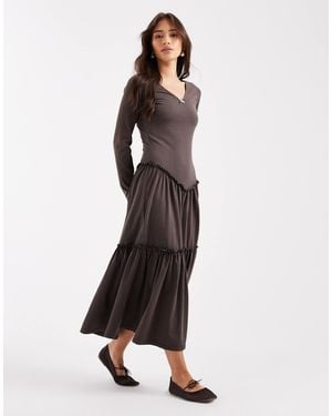 Daisy Street Tiered Drop Waist Maxi Dress - Multicolor