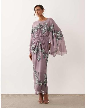 ASOS Cape Sleeve Embellished Maxi Dress - Pink