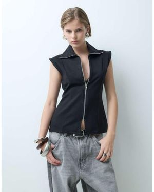 ASOS Mouwloze Top Met Rits - Blauw